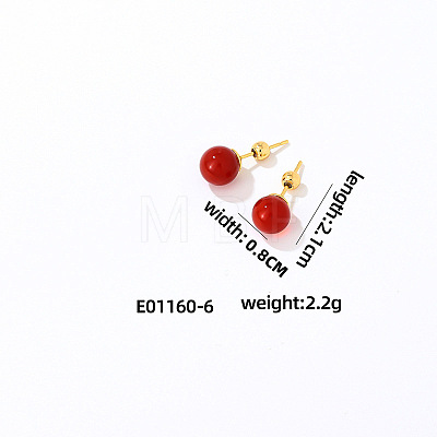 Handmade Fashion Natural Carnelian Stainless Steel Bead Earrings Accessories for Autumn/Winter VH6205-5-1