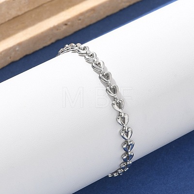 304 Stainless Steel Triangle Link Chain Bracelets for Women BJEW-F488-23P-1