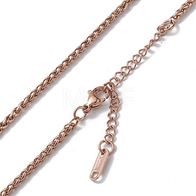 Ion Plating(IP) 304 Stainless Steel Wheat Chain Necklace for Men Women NJEW-K245-021D-1