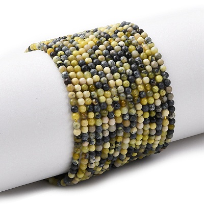 Natural Yellow Turquoise(Jasper) Beads Strands G-Z116-A19-2mm-1