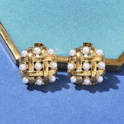 304 Stainless Steel knit Stud Earrings EJEW-B108-08G-1