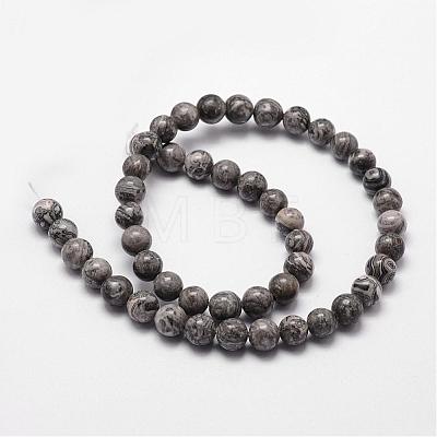 Natural Map Stone/Picasso Stone/Picasso Jasper Bead Strands G-D840-60-4mm-1