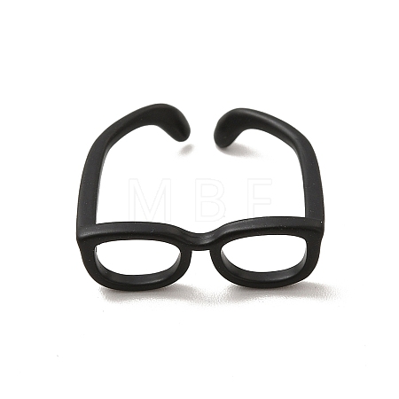 Brass Glasses Frame Open Cuff Ring for Women RJEW-F140-140EB-1