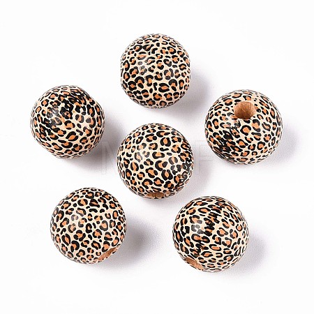 Printed Schima Wood Beads WOOD-N017-01D-1