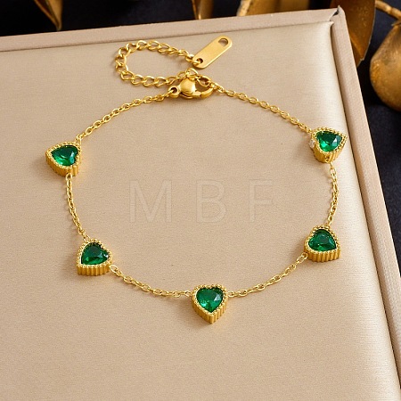 304 Stainless Steel Rhinestone Link Bracelets BJEW-B171-11G-02-1