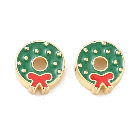 Christmas Brass Enamel Beads KK-I474-G13-1