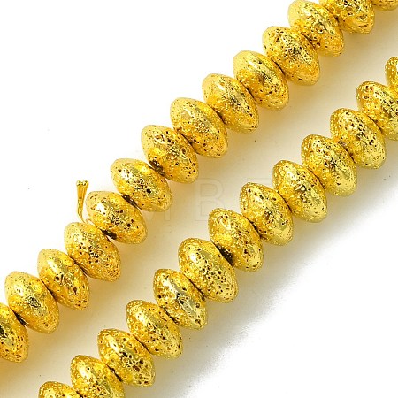 Electroplated Natural Lava Rock Beads Strands G-I360-P01-01-1
