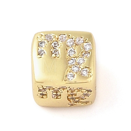 Brass Micro Pave Clear Cubic Zirconia European Beads LS-KK-K368-01G-06-1