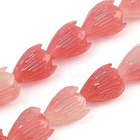 Synthetic Coral Dyed Carved Beads Strands SH-CBAE713-05D-1