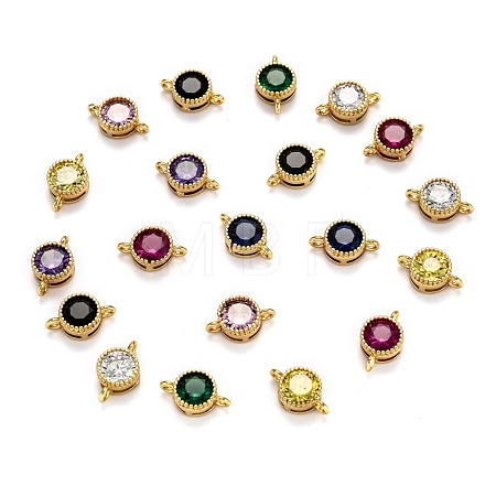 Real 18K Gold Plated Brass Micro Pave Cubic Zirconia Links Connectors ZIRC-L100-010G-1