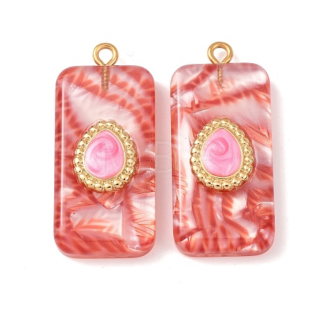 304 Stainless Steel Resin Pendants STAS-F352-07C-04-1
