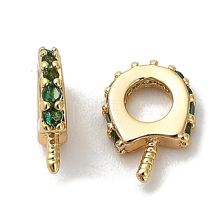 Horse Shoes Rack Plating Brass Micro Pave Cubic Zirconia Pendant Bails KK-S397-07C-1