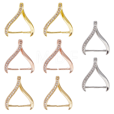 8Pcs 4 Colors Rack Plating Brass Micro Pave Cubic Zirconia Ice Pick Pinch Bails KK-FH0006-29-1