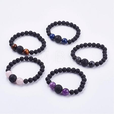 Natural Gemstone Stretch Bracelets BJEW-JB03159-1