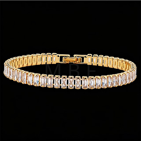 Brass Pave Cubic Zirconia Rectangle Tennis Bracelets for Women UU2091-6-1