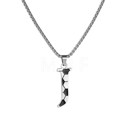 201 Stainless Steel Soccer Initial Pendant Necklacess for Men Women WG63E1E-04-1