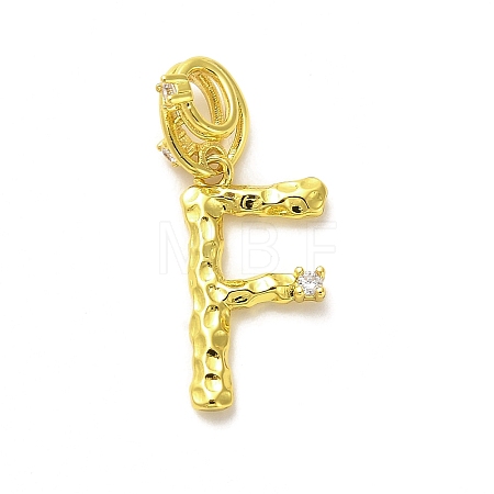 Rack Plating Brass Micro Pave Cubic Zirconia European Dangle Charms KK-L210-015G-F-1