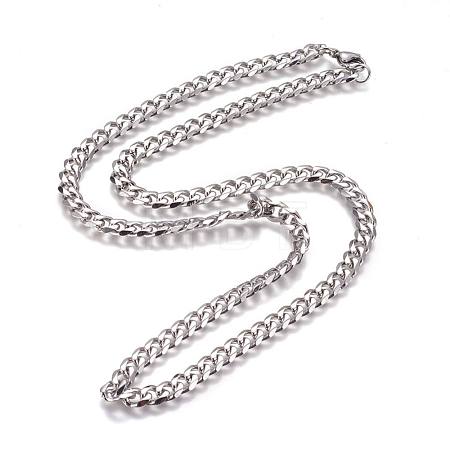 Non-Tarnish 304 Stainless Steel Cuban Link Chain Necklaces NJEW-L159-02A-P-1