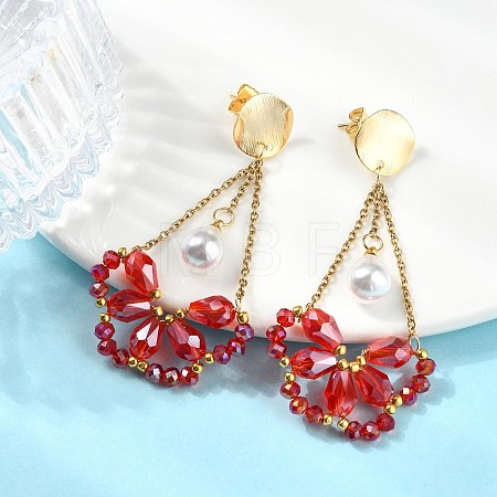 Electroplate Glass Dangle Earrings for Women EJEW-MZ00796-02-1