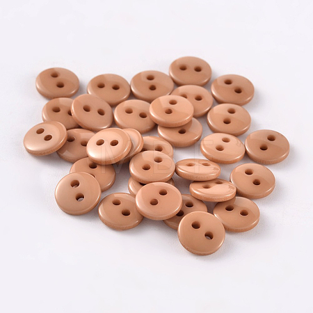 2-Hole Flat Round Resin Sewing Buttons for Costume Design BUTT-E119-24L-09-1