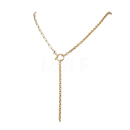 304 Stainless Steel Paperclip Chain Cable Chain Lariat Y Necklaces NJEW-JN05724-1