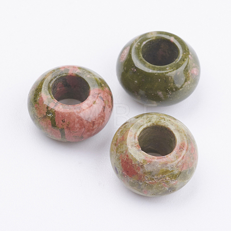 Natural Unakite European Beads X-G-K216-03B-1