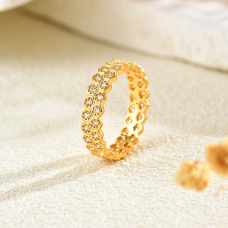 Brass Micro Pave Cubic Zirconia Finger Rings for Women QU5613-7-1