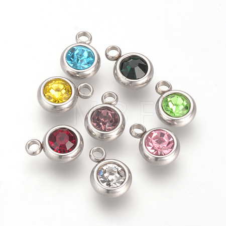 201 Stainless Steel Rhinestone Charms STAS-S068-M-1
