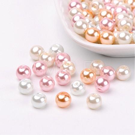 Barely Pink Mix Pearlized Glass Pearl Beads HY-X006-8mm-01-1