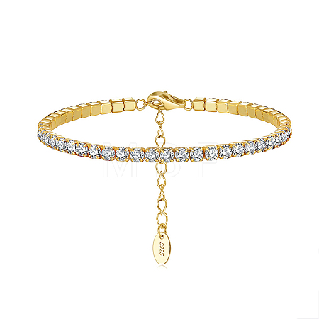 Real 14K Gold Plated 925 Sterling Silver Link Chain Bracelet BJEW-P311-01G-01-1