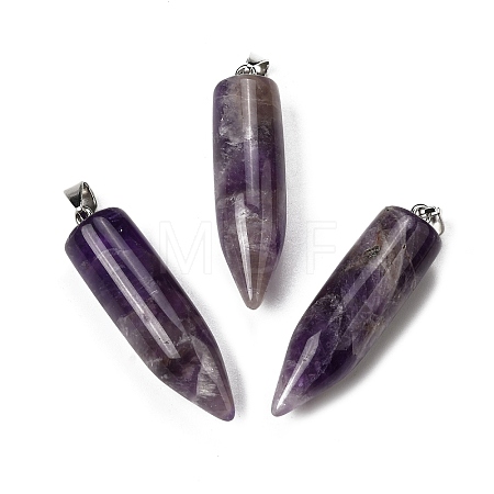 Natural Amethyst Pointed Pendants G-F820-12N-1