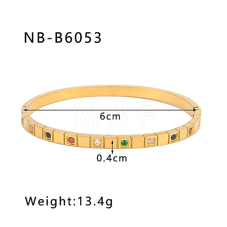 304 Stainless Steel Pave Cubic Zirconia Bangles FS-WG09E60-03-1