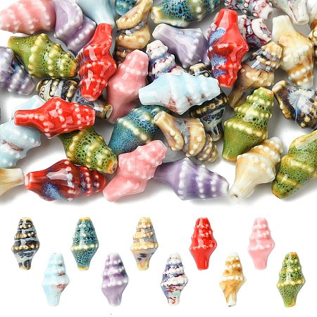 40Pcs 10 Colors Handmade Porcelain Beads PORC-CJ0001-42-1