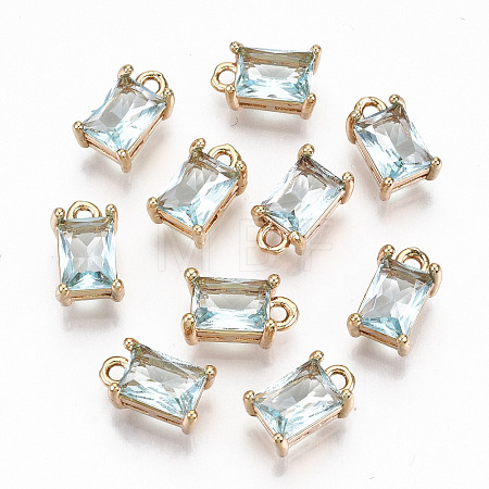 Brass Glass Rhinestone Pendants GLAA-S179-21H-RS-1