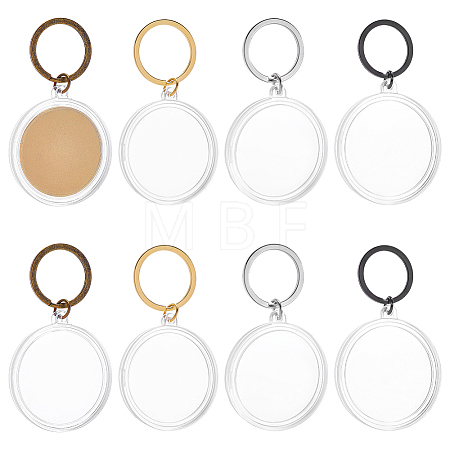8Pcs 4 Styles Commemorative Coin Acrylic Photo Frame Keychains KEYC-FG0001-30-1