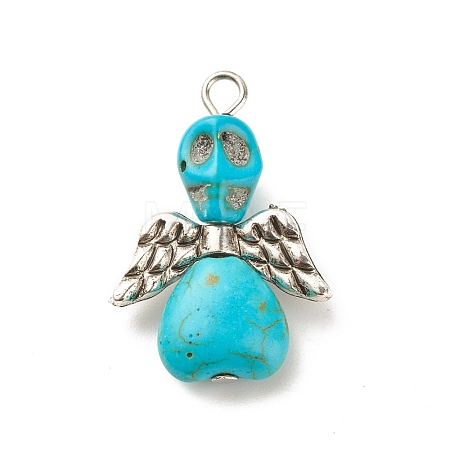 Halloween Dyed Synthetic Turquoise Pendants PALLOY-JF01598-04-1