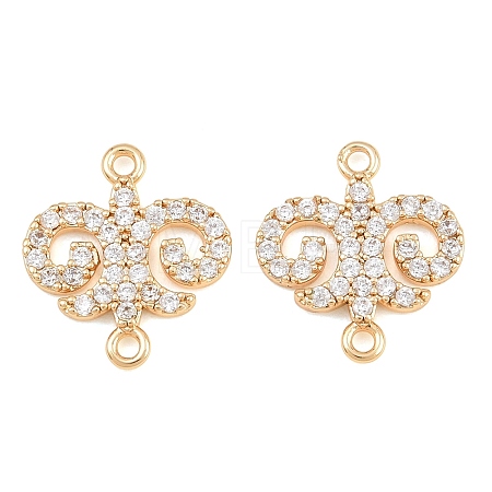 Brass Micro Pave Clear Cubic Zirconia Connector Charms CU-CBA7BFE-03A-G-1