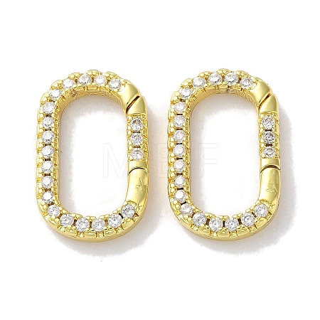 Rack Plated Brass Micro Pave Cubic Zirconia Clasps KK-Z039-06B-G-1