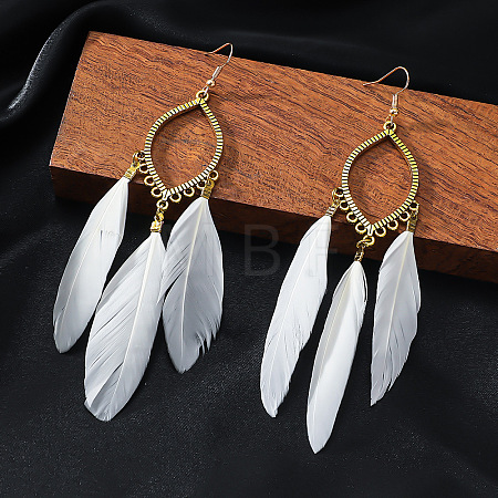 Alloy Horse Eye with Feather Dangle Earrings FS-WGC7A14-01-1
