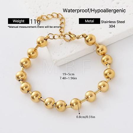 Adjustable 304 Stainless Steel Round Bead Chain Bracelets JX7075-6-1