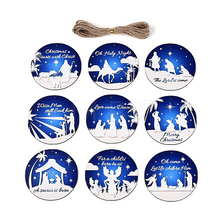 18Pcs Christmas UV Single Face Printed Wood Pendant Decorations WOOD-N020-46-1