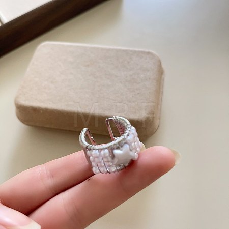 Alloy & Plastic Pearl Cuff Open Rings for Women WGF0041-02-1