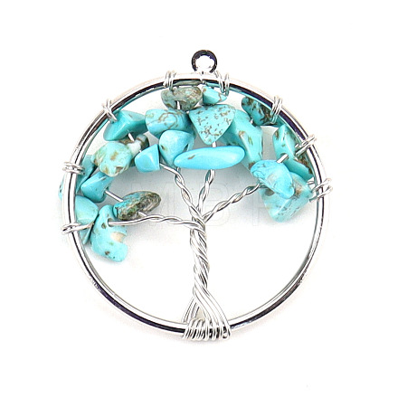 Synthetic Turquoise Tree fo Life Pendants WG82707-05-1
