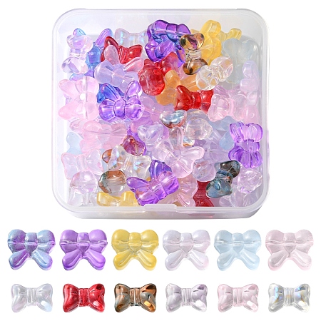 60Pcs 12 Style Transparent Spray Painted Glass Beads GLAA-FS0001-49-1