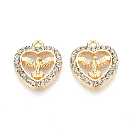 Alloy Rhinestone Pendants FIND-N008-14KCG-1
