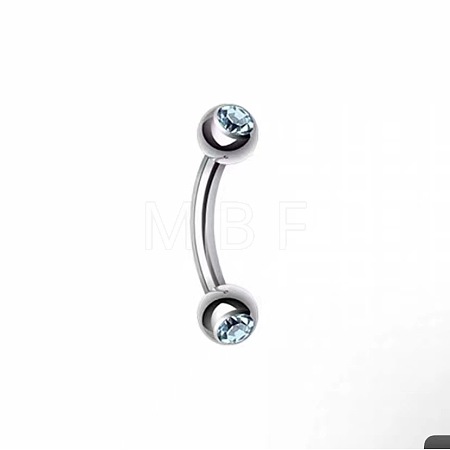 Round 304 Stainless Steel Rhinestone Eyebrow Curved Barbell Rings WGCF9EA-06-1