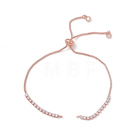 Brass Rhinestone Tennis Slider Bracelet Makings KK-E068-VD015-3-1