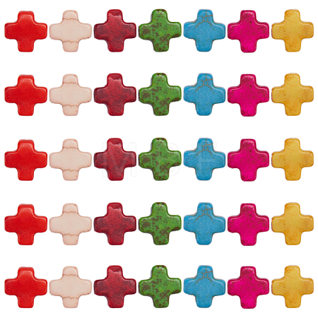 5 Strands Greek Cross Synthetic Turquoise Bead Strands TURQ-SC0001-14-1