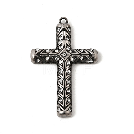 304 Stainless Steel Rhinestone Pendants STAS-B128-09AS-01-1