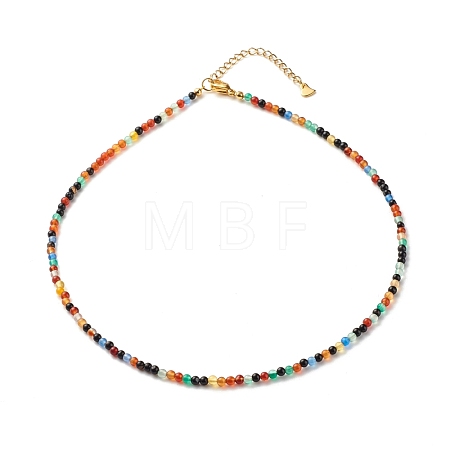 Natural Agate Beaded Necklaces for Women NJEW-JN03789-01-1